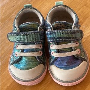 See Kai Run Blue and Green Sneakers with Velcro Strap